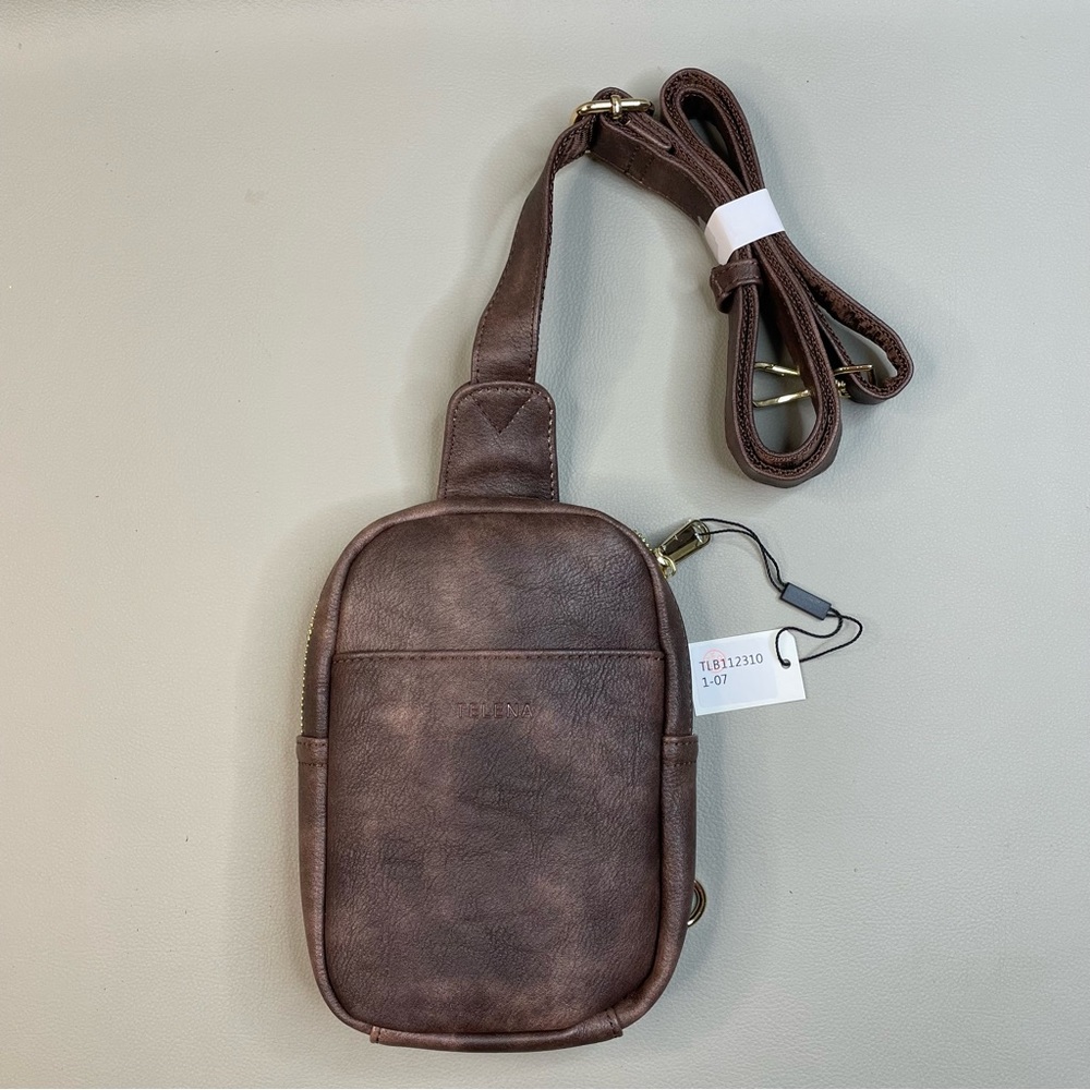 Telena Small Sling Bag for Women Leather Crossbody Fanny Packs Chest 1-brown
